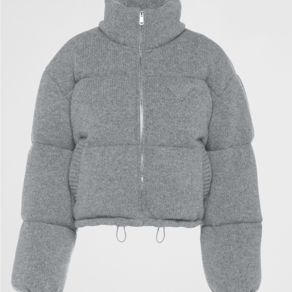 Prada Grey Wool & Cashmere Puffer Jacket NWT